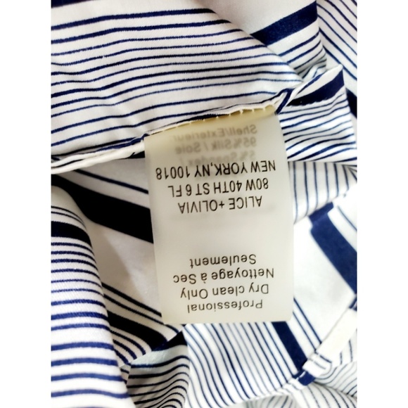 Alice and Olivia Navy Combo Tie Neck Blouse XS - Picture 7 of 8